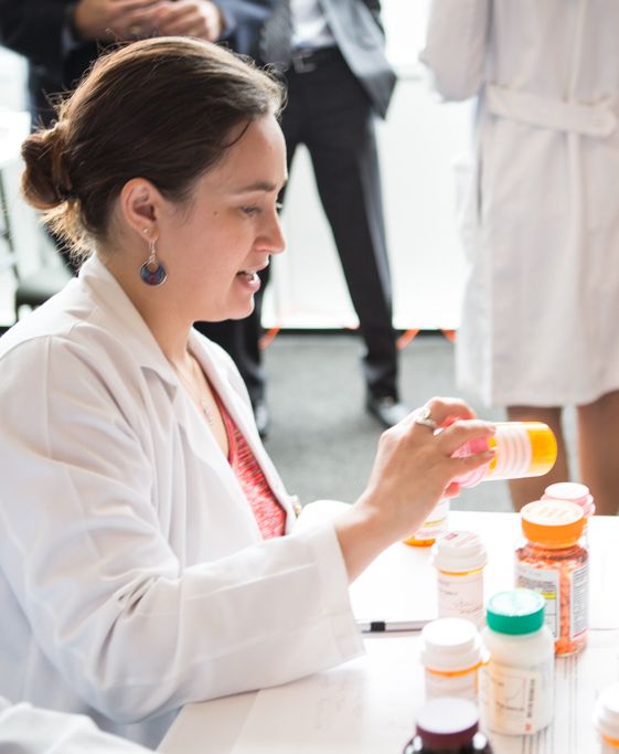 Bermudez-Fels inspects medications