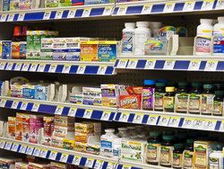 medications on grocery shelves