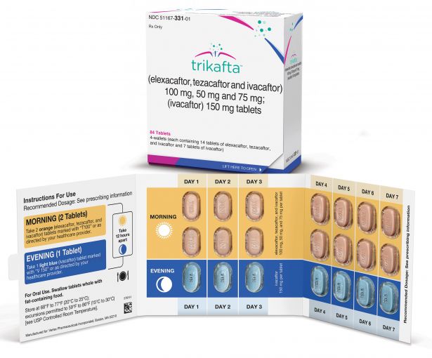 A package of Trikafta pills.