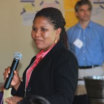 faculty member with microphone