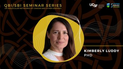 Speaker Kimberly Luddy on brown, yellow, and white celtic, geometric background