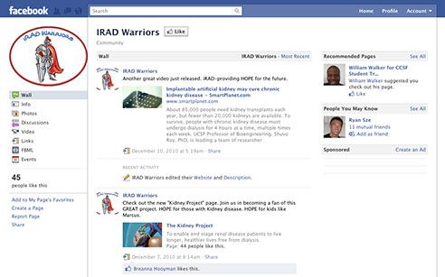 screenshot of Facebook page for IRAD Warriors