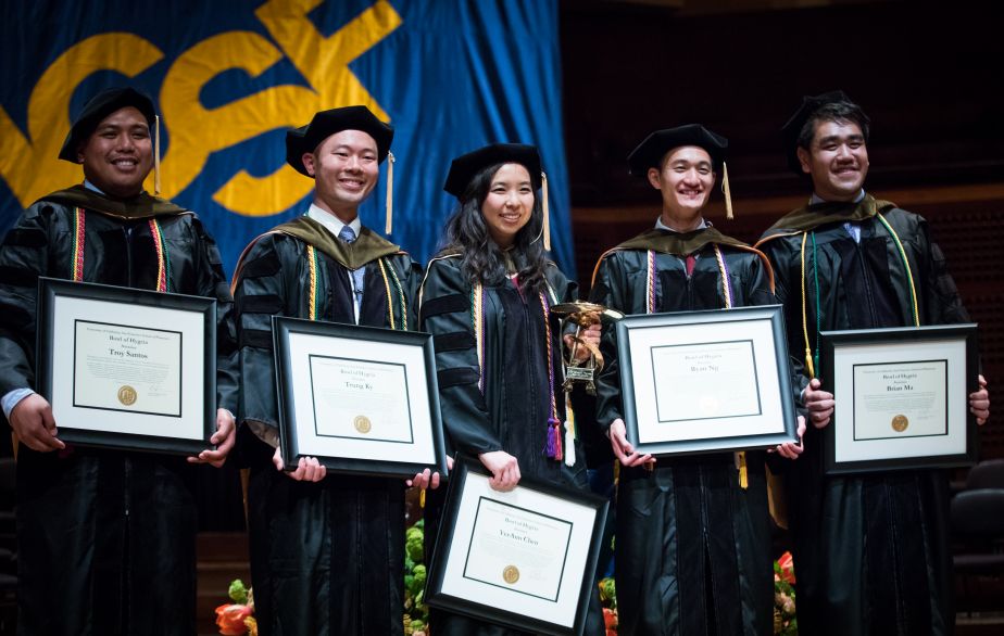 Santos, Ky, Chen, Ng, Ma holding framed awards