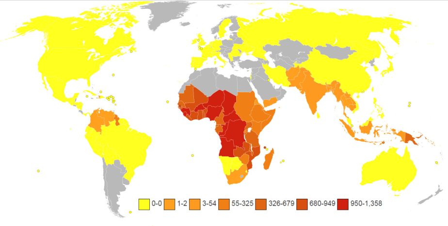 malaria distribution map